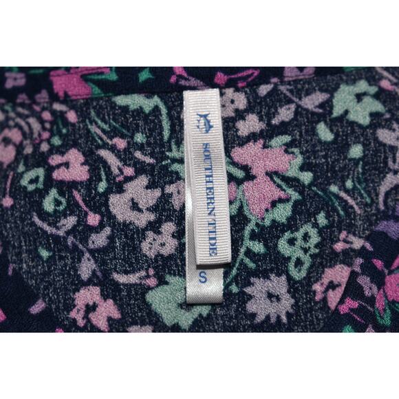 SOUTHERN TIDE $78 Navy Floral Tassel‎ Keyhole Blouse Elastic Waistband Small - Picture 4 of 4